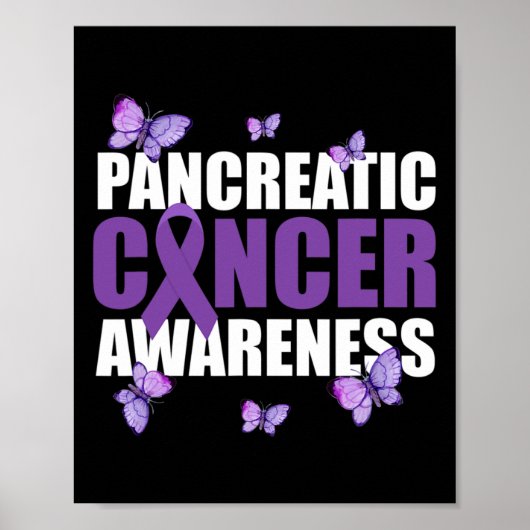 Warrior Butterfly Paarse lint Pancreaskanker Poster (Voorkant)