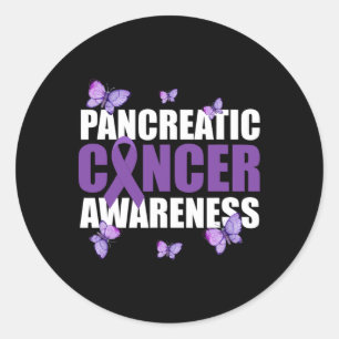 Warrior Butterfly Paarse lint Pancreaskanker Ronde Sticker