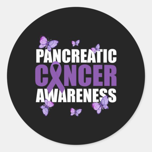 Warrior Butterfly Paarse lint Pancreaskanker Ronde Sticker (Voorkant)