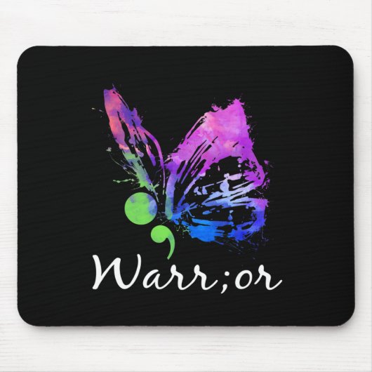 Warrior Butterfly Semicolon Suicide Prevention Awa Muismat (Voorkant)