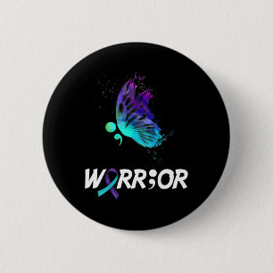Warrior Butterfly Semicolon Suicide Prevention Awa Ronde Button 5,7 Cm