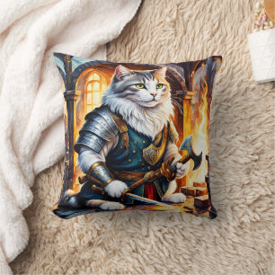 Warrior Cat in Armor beroemd gemaakt door Flickeri Kussen