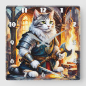 Warrior Cat in Armor beroemd gemaakt door Flickeri Vierkante Klok (Voorkant)