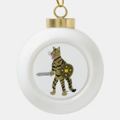 Warrior Cat Keramische Bal Ornament (Voorkant)