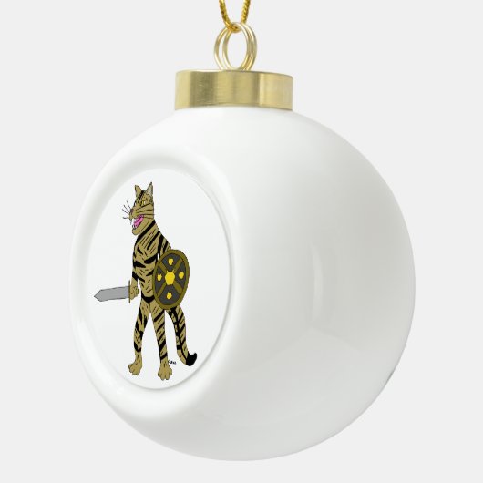 Warrior Cat Keramische Bal Ornament (Rechts)