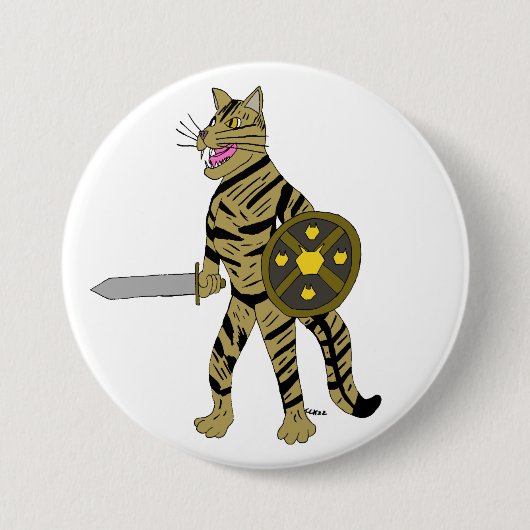 Warrior Cat Ronde Button 7,6 Cm (Voorkant)