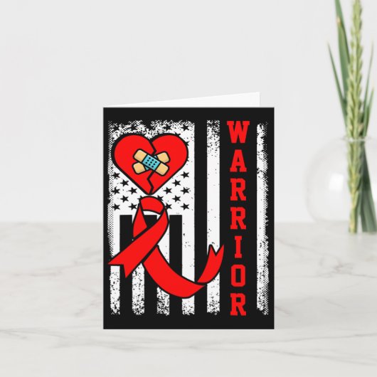 Warrior CHD Heart Disease Awareness Red Ribbon Ame Kaart (Voorkant)