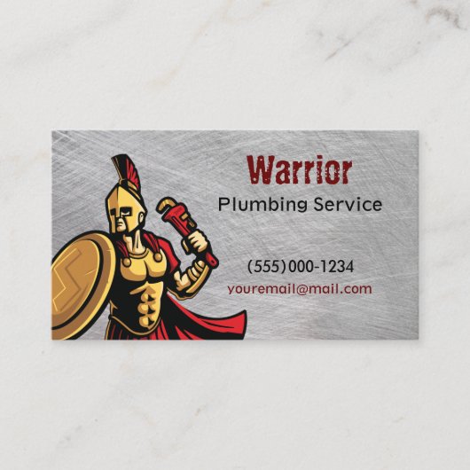 Warrior Contractor Loodgietersdienst Chrome Design Visitekaartje (Voorkant)