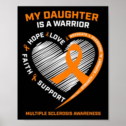 Warrior Daughter Draag Oranje Multiple Sclerose Aw Poster (Voorkant)