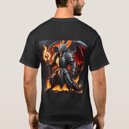 Warrior Dragon Mannen T-shirt (Achterkant)