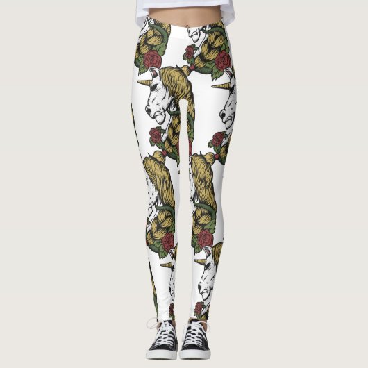 Warrior Eenhoorn witte Leggings (Voorkant)