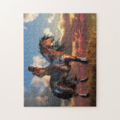 Warrior en oorlogspaard legpuzzel (Verticaal)