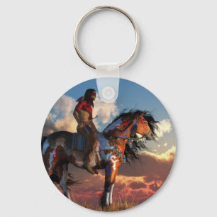 Warrior en oorlogspaard sleutelhanger