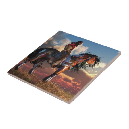 Warrior en oorlogspaard tegeltje (Zijkant)