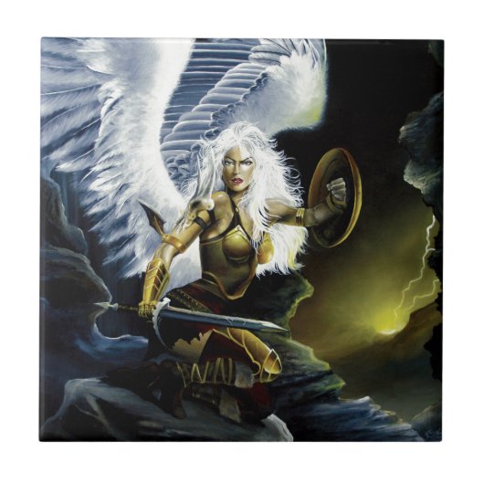 Warrior Fantasy Engel Zwaard Tegeltje (Voorkant)