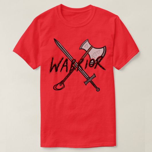 Warrior Fantasy RPG-klassenteken T-shirt (Design voorkant)