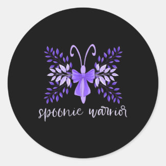 Warrior Fibro Lupus Migraine Paarse Bloemenboter Ronde Sticker
