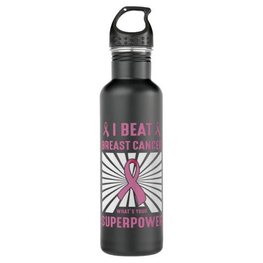 Warrior Fighter I Beat Breast Cancer Survivor Waterfles (Voorkant)