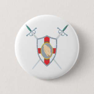 Warrior gebeden met het gebeden hand ronde button 5,7 cm