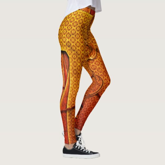 Warrior Gold en Red Ombre Pattern Leggings (Rechts)