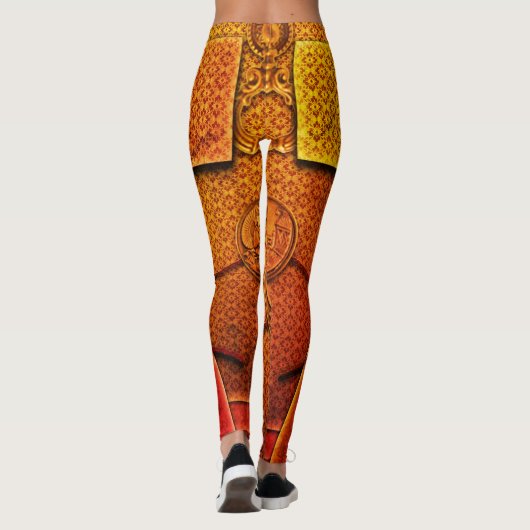 Warrior Gold en Red Ombre Pattern Leggings (Achterkant)