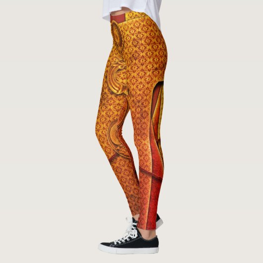 Warrior Gold en Red Ombre Pattern Leggings (Links)
