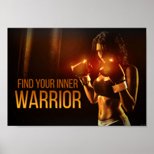 Warrior Gym Boxing Training Vrouw Vingerlichaam Poster