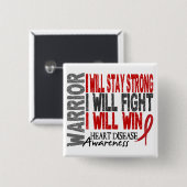 Warrior hartziekte vierkante button 5,1 cm (Voorkant /achterkant)
