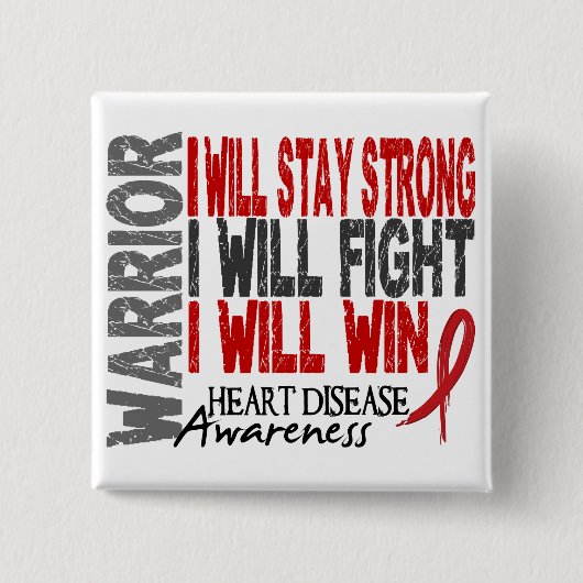 Warrior hartziekte vierkante button 5,1 cm (Voorkant)