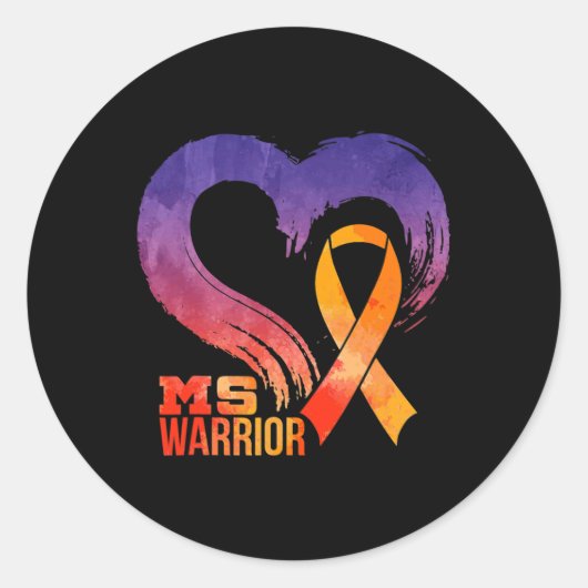 Warrior Heart Multiple Sclerosis Awareness Maand 1 Ronde Sticker (Voorkant)