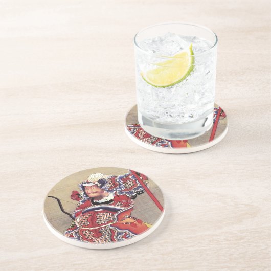 Warrior, Hokusai Japanese Fine Art Zandsteen Onderzetter (Zijkant)