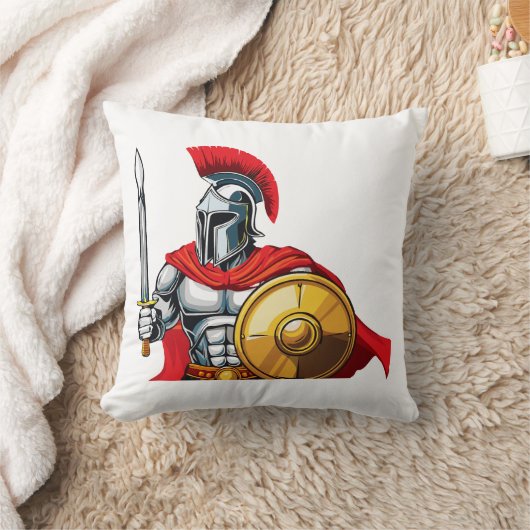 warrior holding sword and shield ready for battle kussen (Deken)