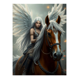 Warrior Horse Fairy Fantasy Art Perfect Poster