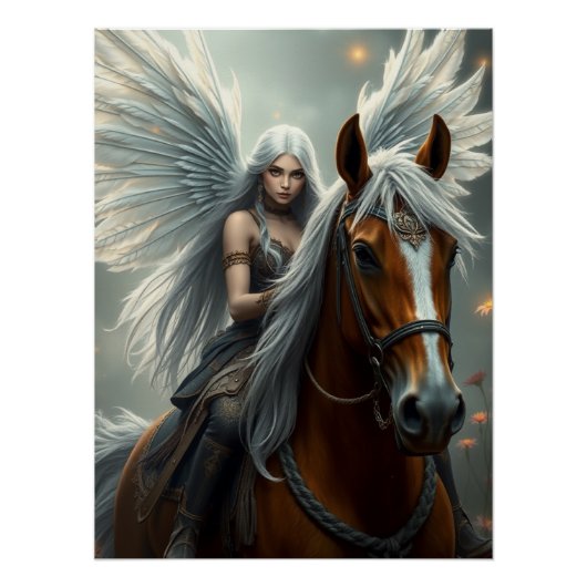 Warrior Horse Fairy Fantasy Art Perfect Poster (Voorkant)