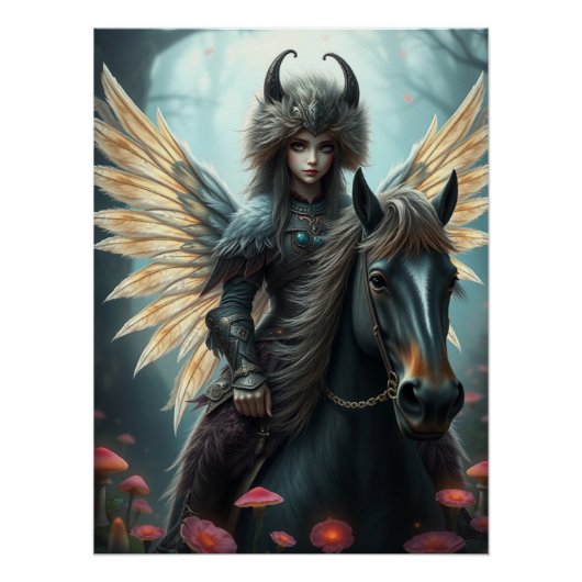 Warrior Horse Fairy Fantasy Art Perfect Poster (Voorkant)