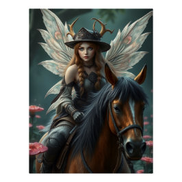 Warrior Horse Fairy Fantasy Art Perfect Poster
