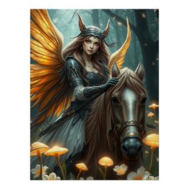 Warrior Horse Fairy Fantasy Art Perfect Poster