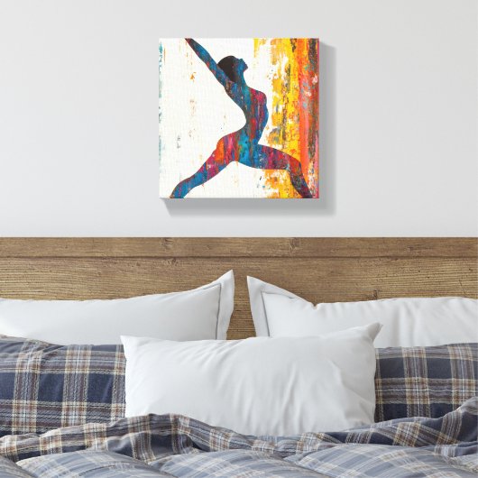 Warrior II Pose Uitgerekt Canvas Print (Insitu (Slaapkamer))