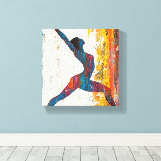 Warrior II Pose Uitgerekt Canvas Print (Insitu (Houten vloer))