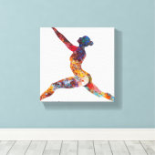 Warrior II Pose Uitgerekt Canvas Print (Insitu (Houten vloer))