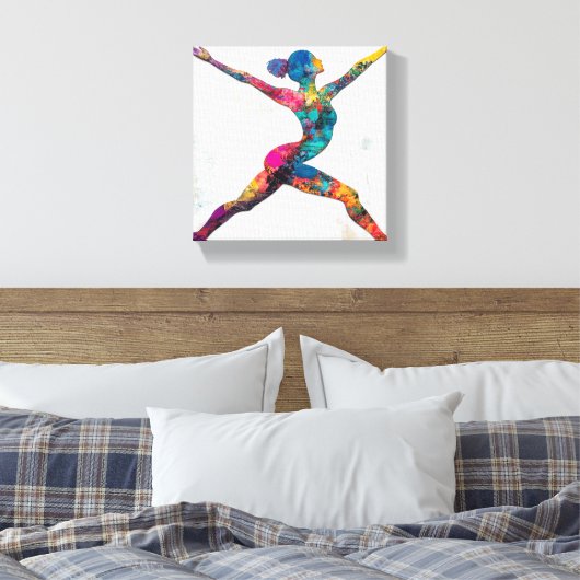 Warrior II Pose Uitgerekt Canvas Print (Insitu (Slaapkamer))