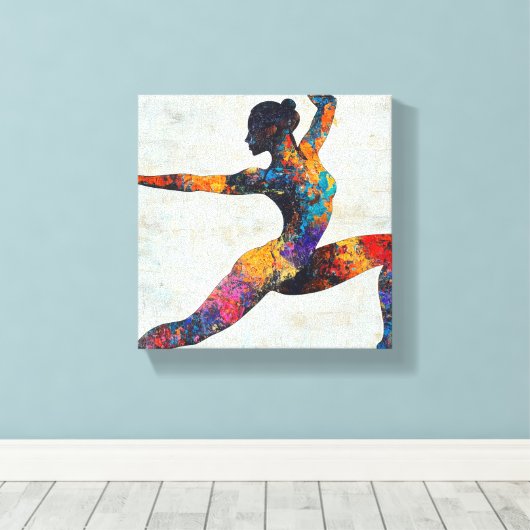 Warrior II Pose Uitgerekt Canvas Print (Insitu (Houten vloer))
