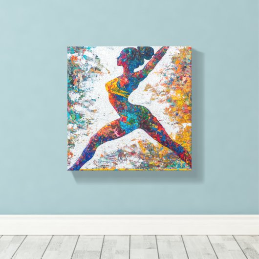 Warrior II Pose Uitgerekt Canvas Print (Insitu (Houten vloer))