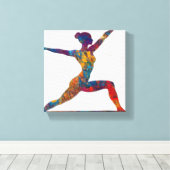 Warrior II Pose Uitgerekt Canvas Print (Insitu (Houten vloer))
