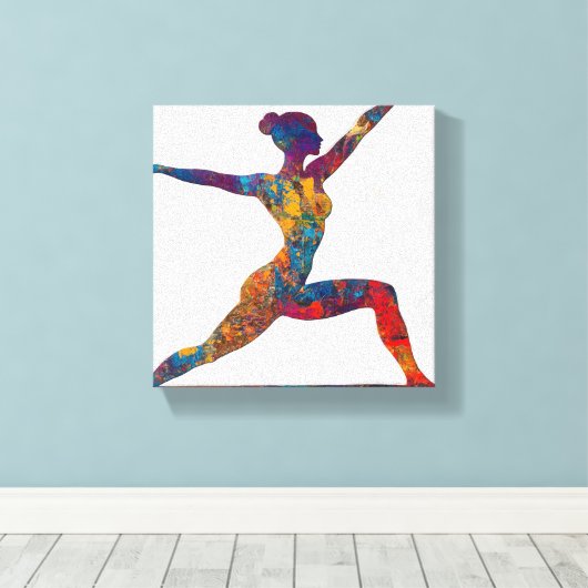 Warrior II Pose Uitgerekt Canvas Print (Insitu (Houten vloer))