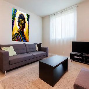 Warrior in kleurrijke bewapening   AI Art Poster