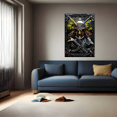Warrior in zwarte harnas | AI Art Poster