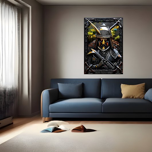 Warrior in zwarte harnas | AI Art Poster