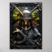 Warrior in zwarte harnas | AI Art Poster (Voorkant)