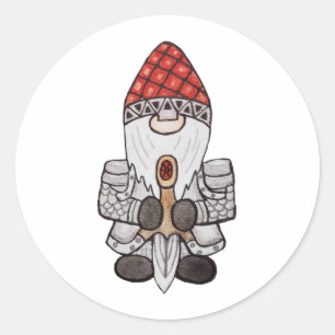 Warrior Knight Gnome Ronde Sticker